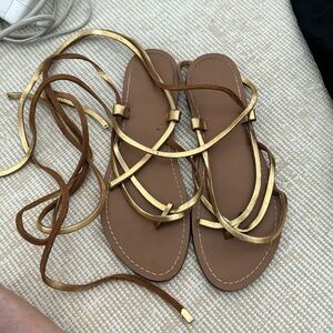 Zara gold leather wrap sandal